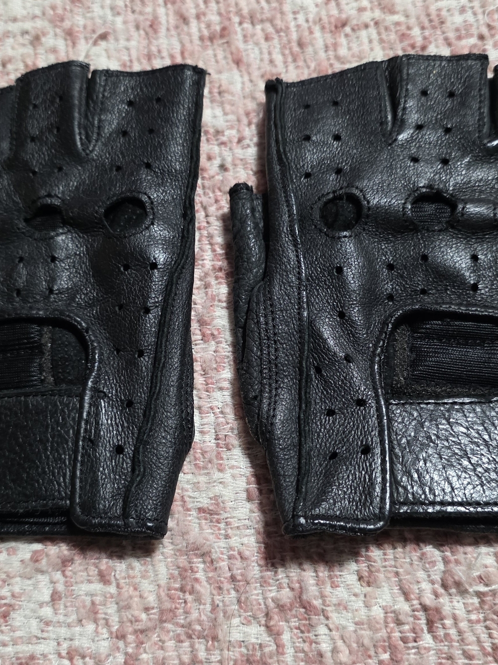 Olympia XS Black Fingerless Driving Gloves for Women - Soft Perforated Leather